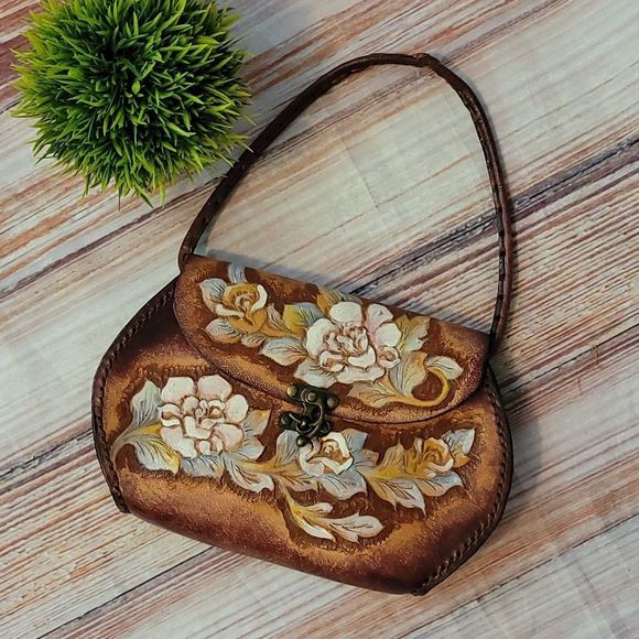 Handbags - HAND Tooled Genuine Leather vintage bohemian Purse